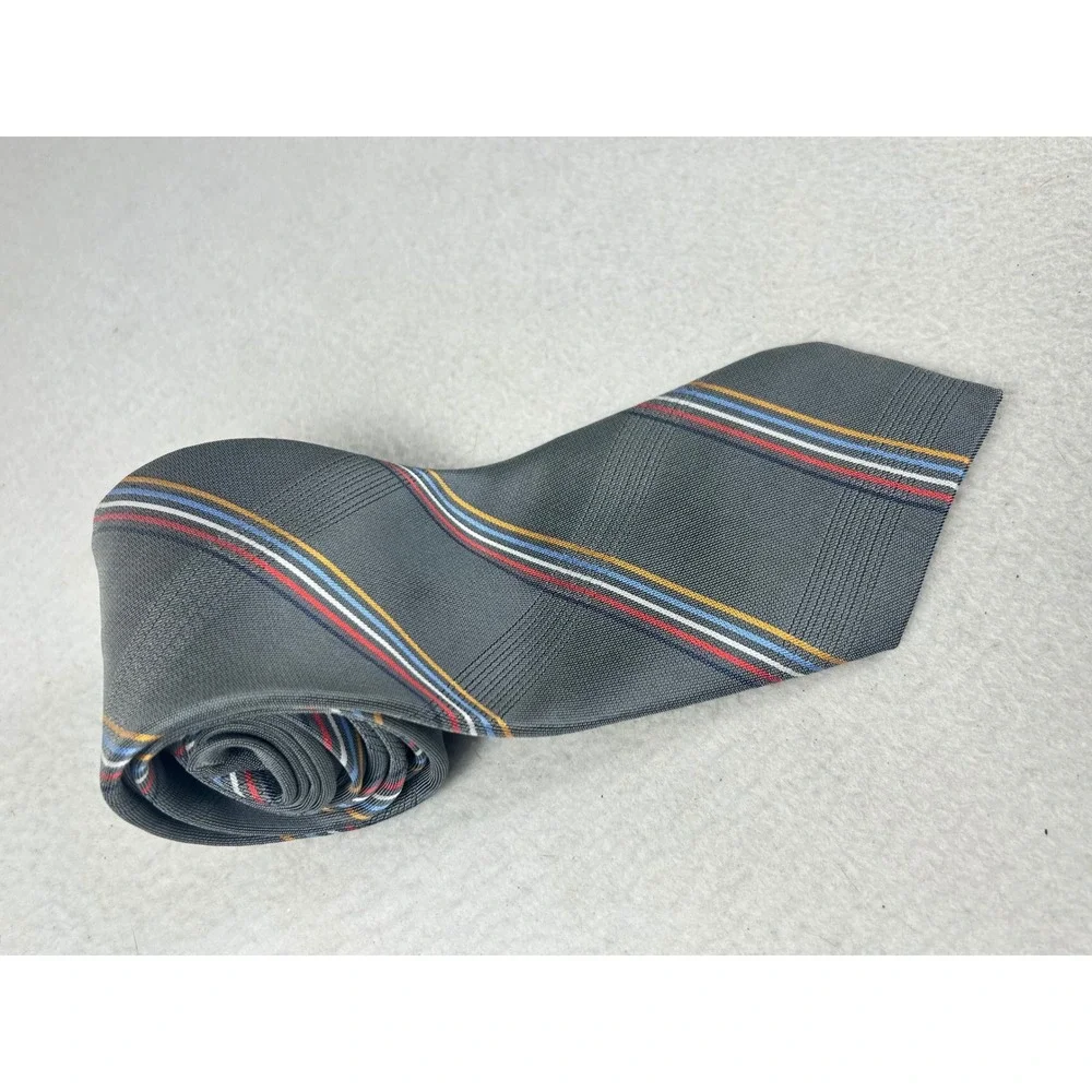 George Martin Collection Striped Necktie Mens OS Grey Professional